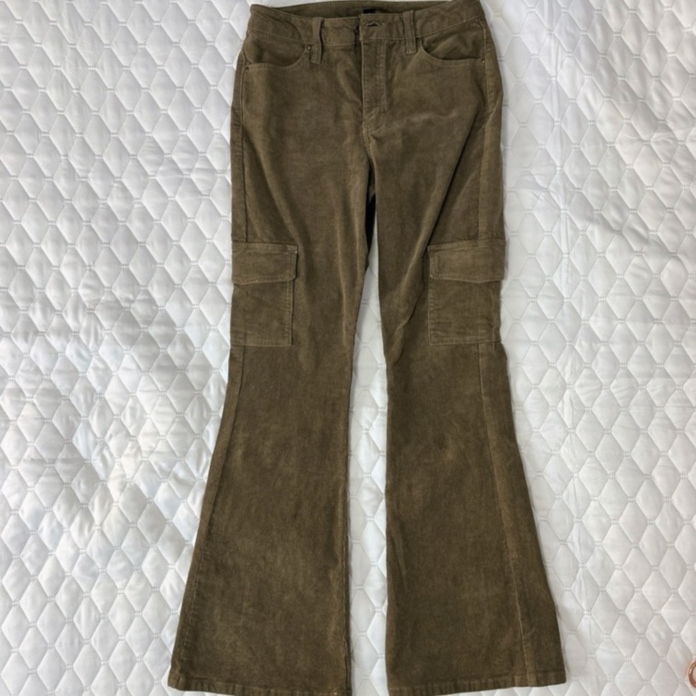 Windsor Corduroy Cargo Flare Pants Small Olive Brown Good‎ Utility Retro Y2K